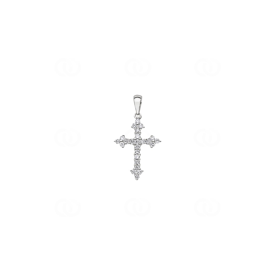 Kreuzanhänger 750/18 K Weissgold mit Diamanten 0.24 ct H/si