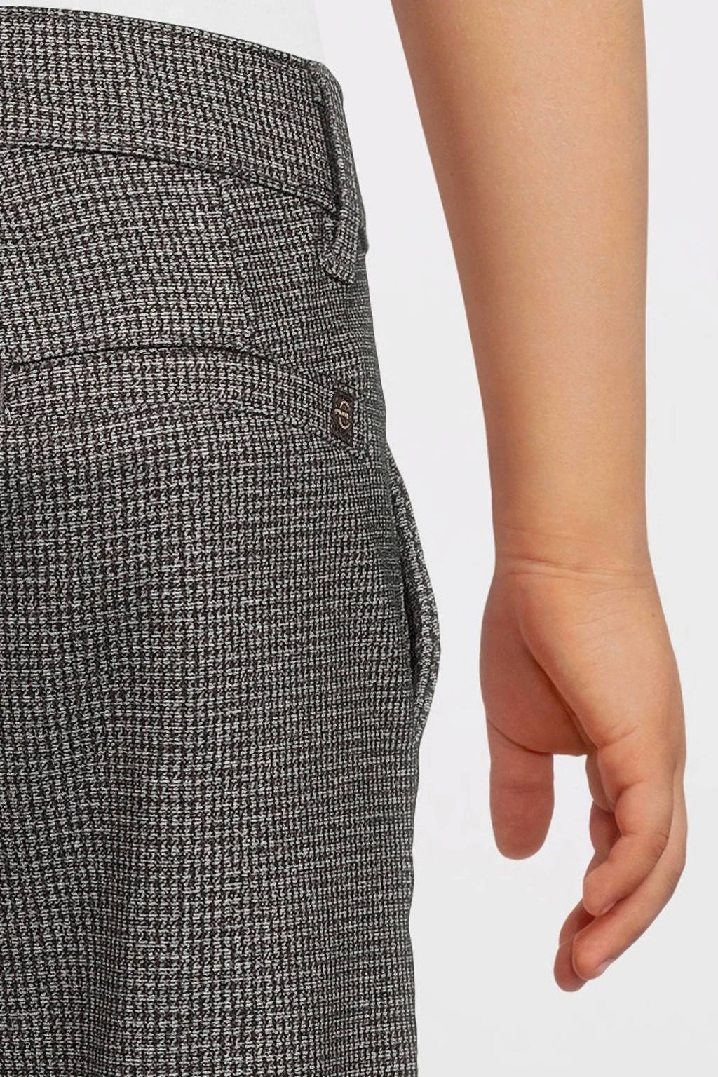 NAME IT geruite slim fit broek NKMSILAS grijsbruin