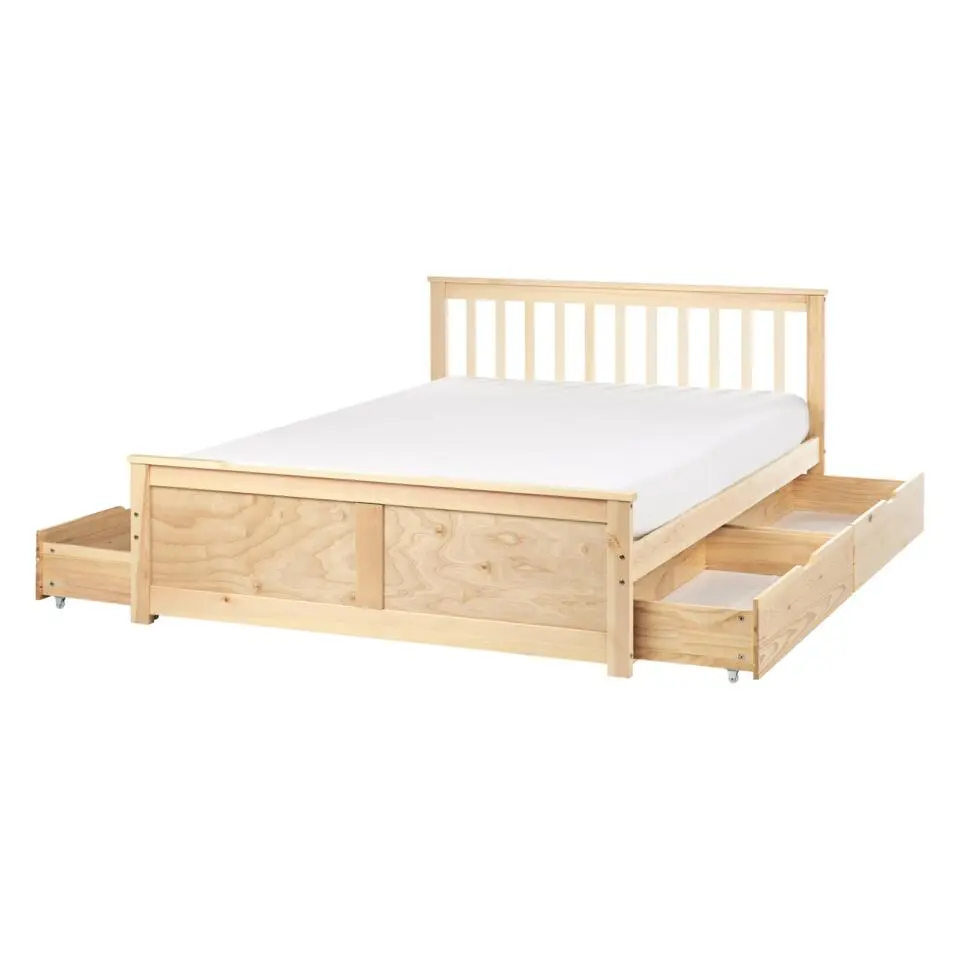 OLENDON - Bed met 4 lades - Lichtbruin - 140 x 200 cm - Dennenhout