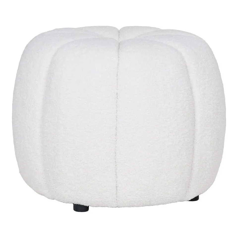 Poef Stof Off White - Zithoogte 38cm - Ø48x38cm - Paisley