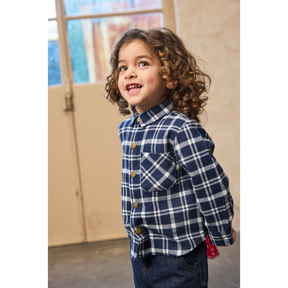 Køb THE NEW Siblings Navy Blazer Check Riggs L_S Flannel Skjorte