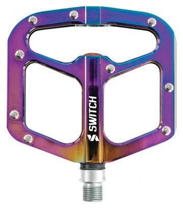 PEDALE VTT DESCENTE - BMX SWITCH GAP OIL ALU FILETAGE 9-16 AVEC PICOTS ARGENT (PAIRE)