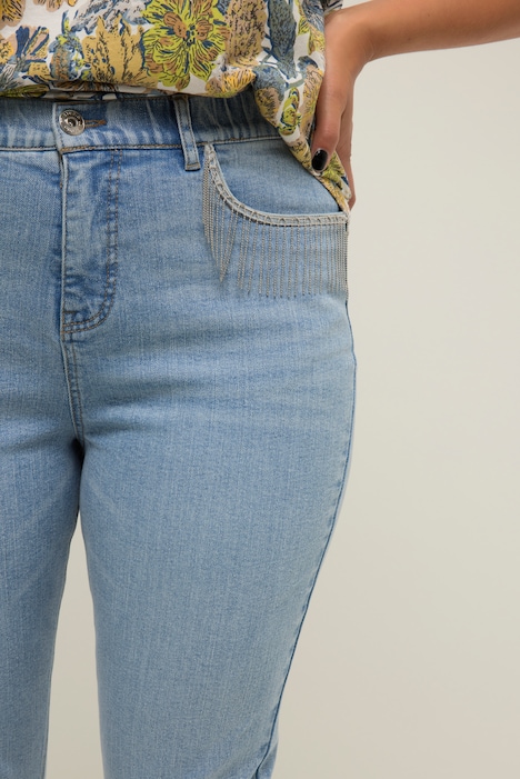 Mom-Jeans, Wide Legs, 5-Pocket mit Kettenbändern, Zippfly
