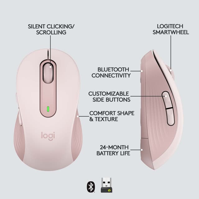Logitech Signature M650 Large Wireless Mouse (Rose)