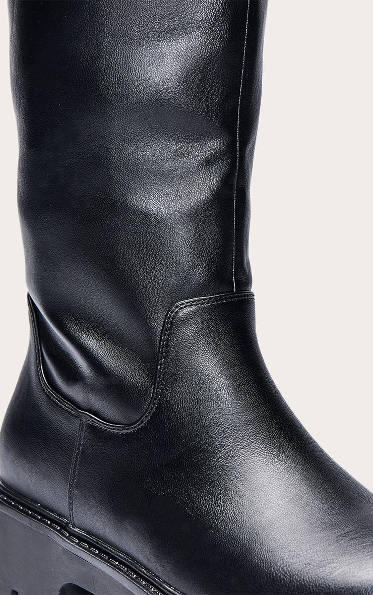 Noir Botte Montante À Semelle Crantée Épaisse