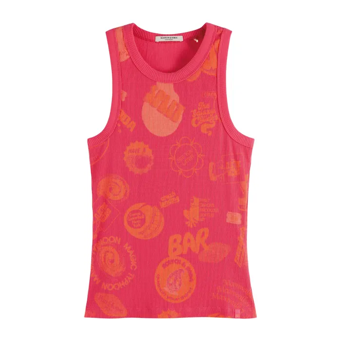 Scotch & Soda Printed Rib Tanktop Dames