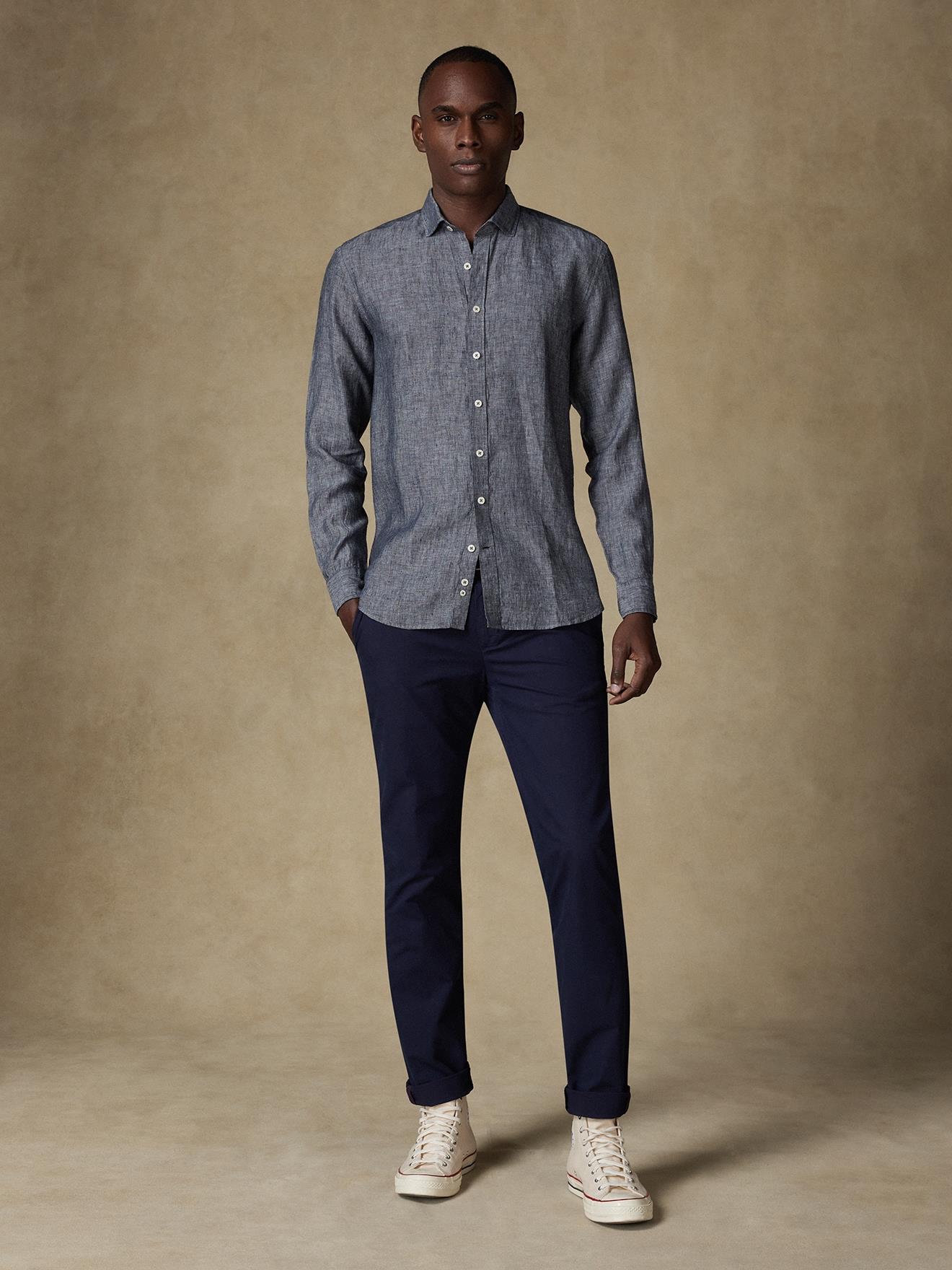 Chemise Olaf en lin anthracite