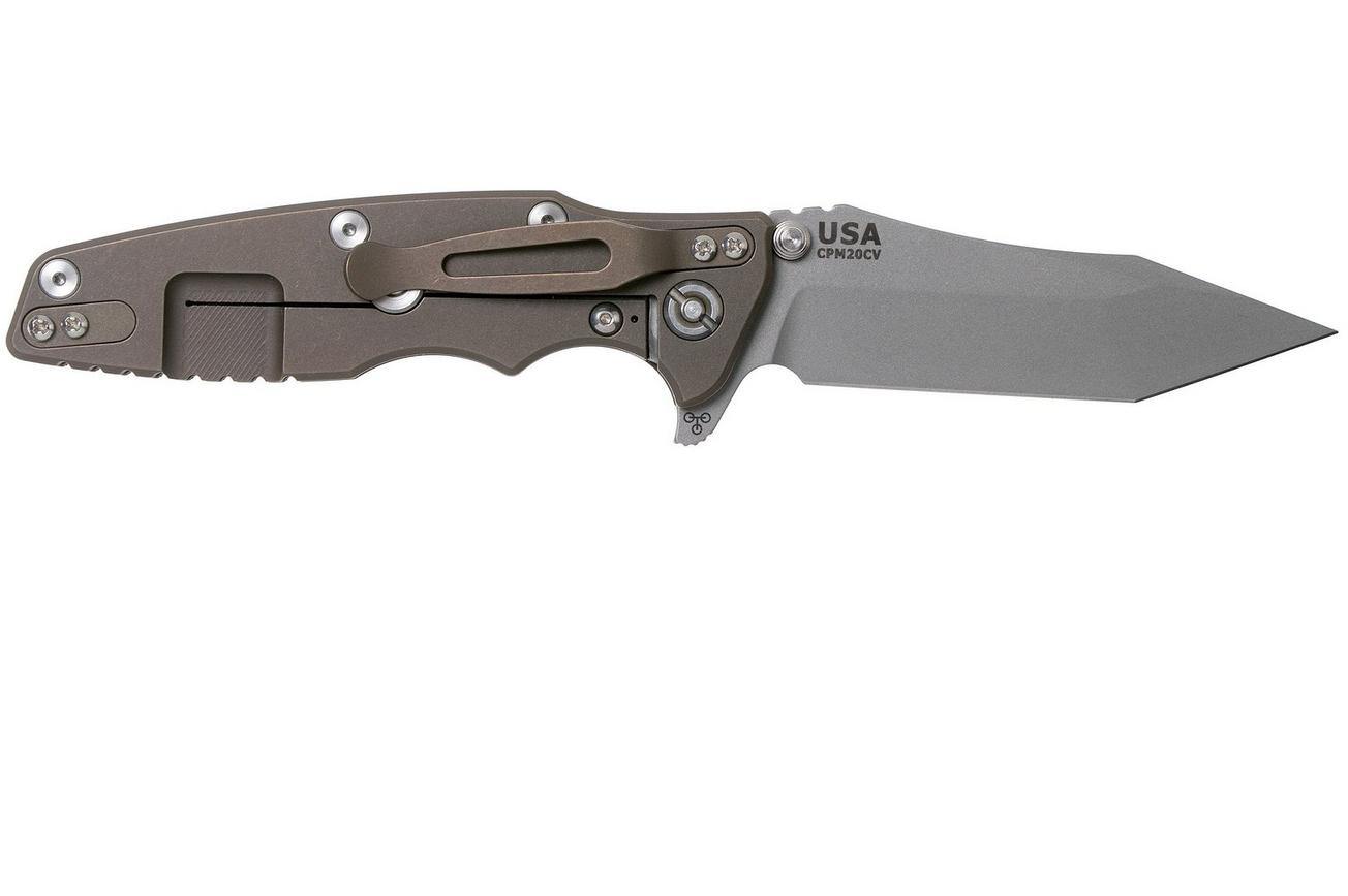Rick Hinderer Eklipse 3.5” Tanto, CPM 20CV Battle Bronze, Black G10 zakmes