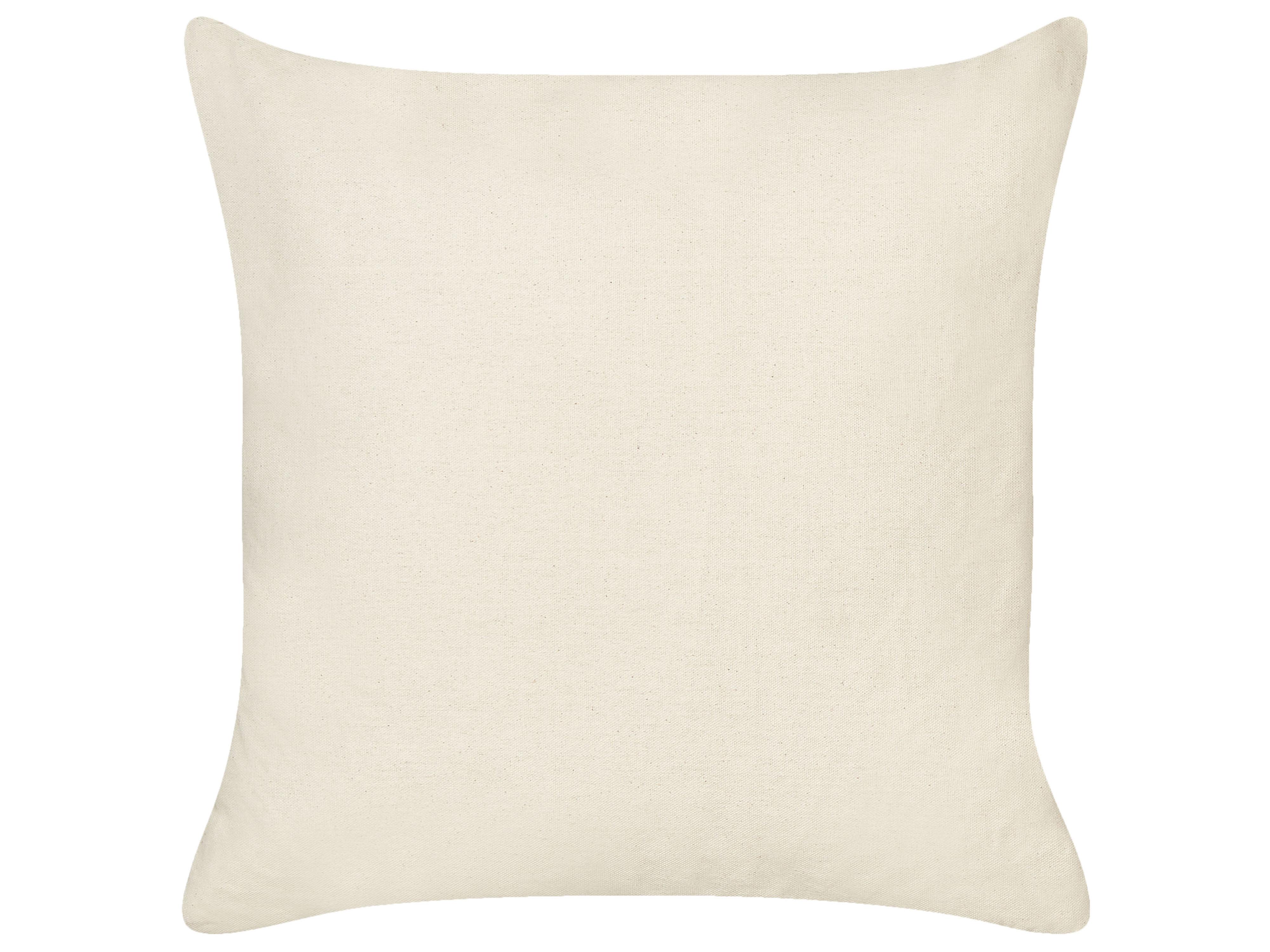 Set van 2 sierkussens PLUMERIA Katoen 45 x 45 cm Beige tekst