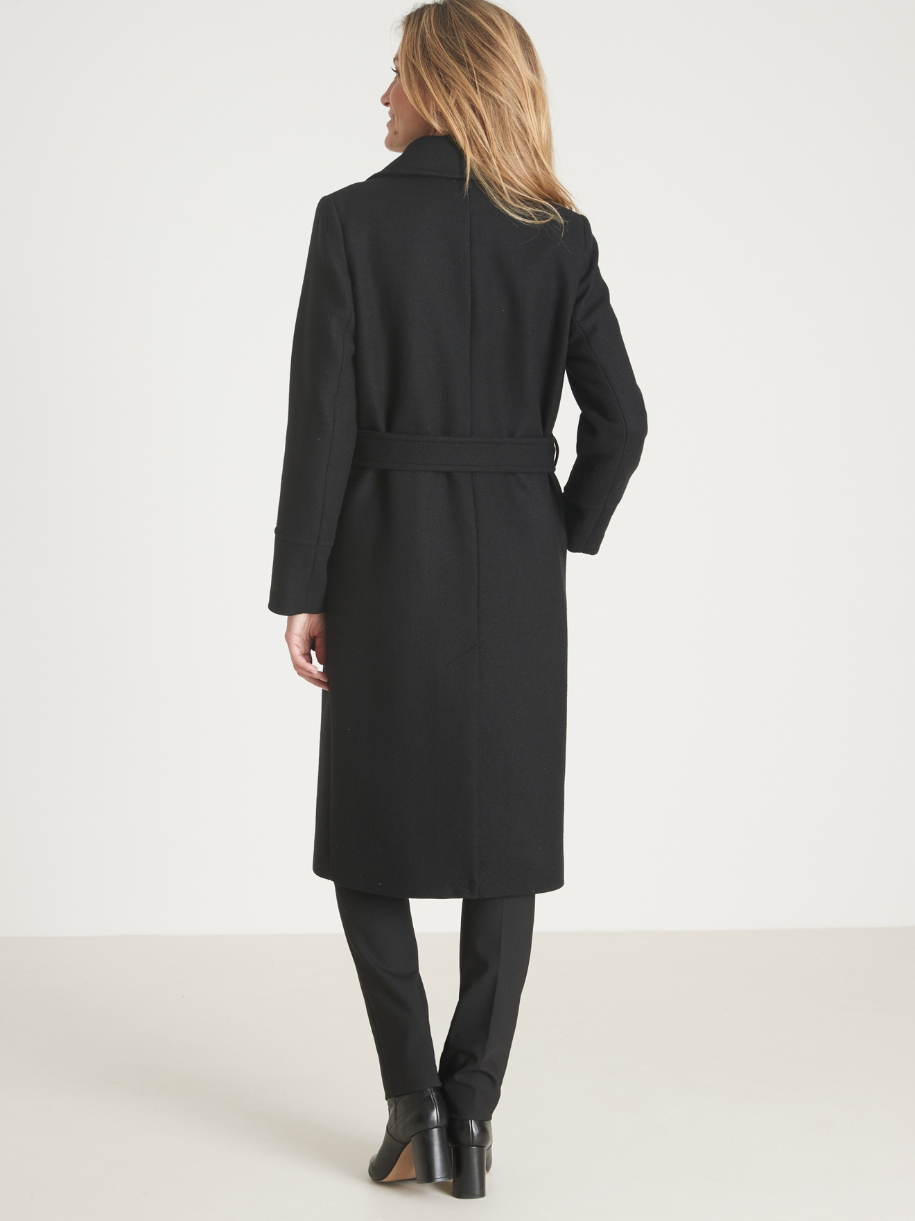 Manteau croisé long 50% laine
