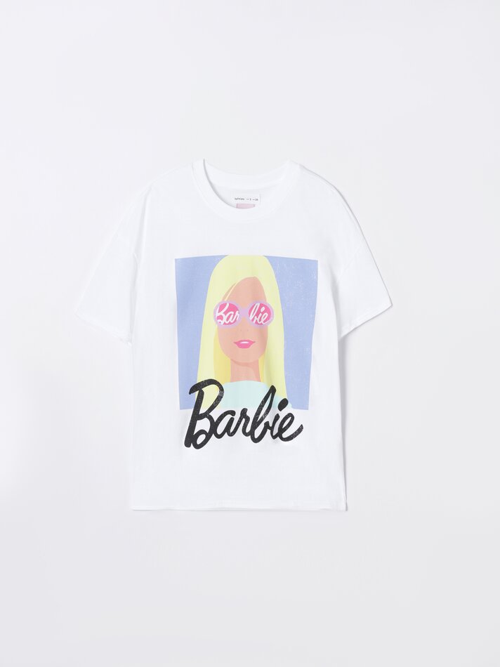 Camiseta Barbieñ de manga curta estampada - Branca