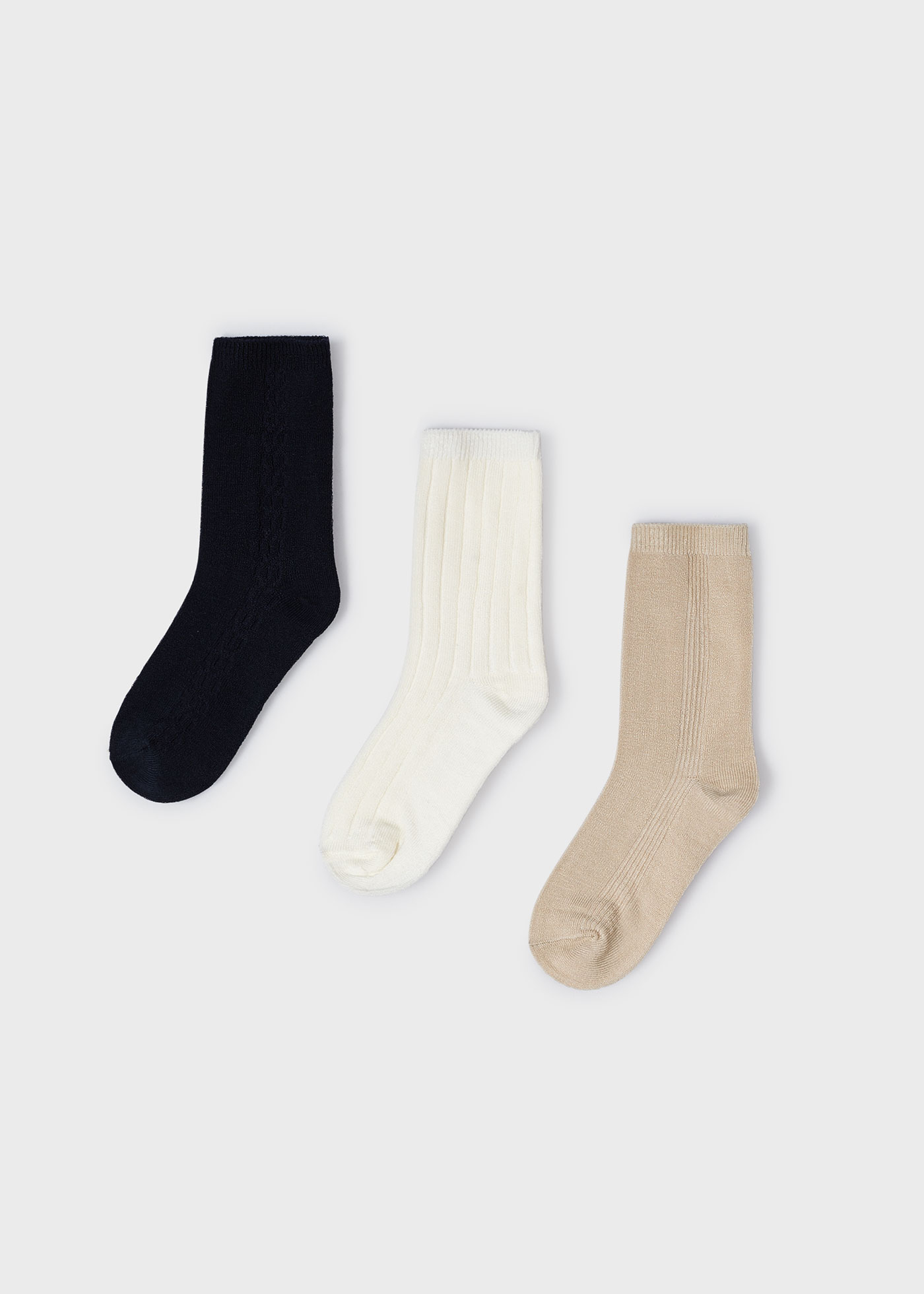 Conjunto de 3 meias sociais infantis, azul marinho