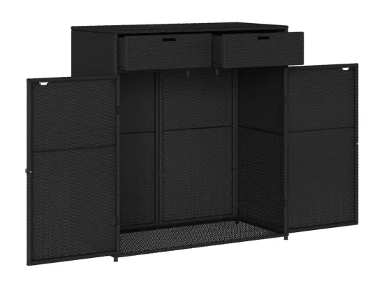 Armoire de rangement de jardin noir 105x55x113cm résine tressée