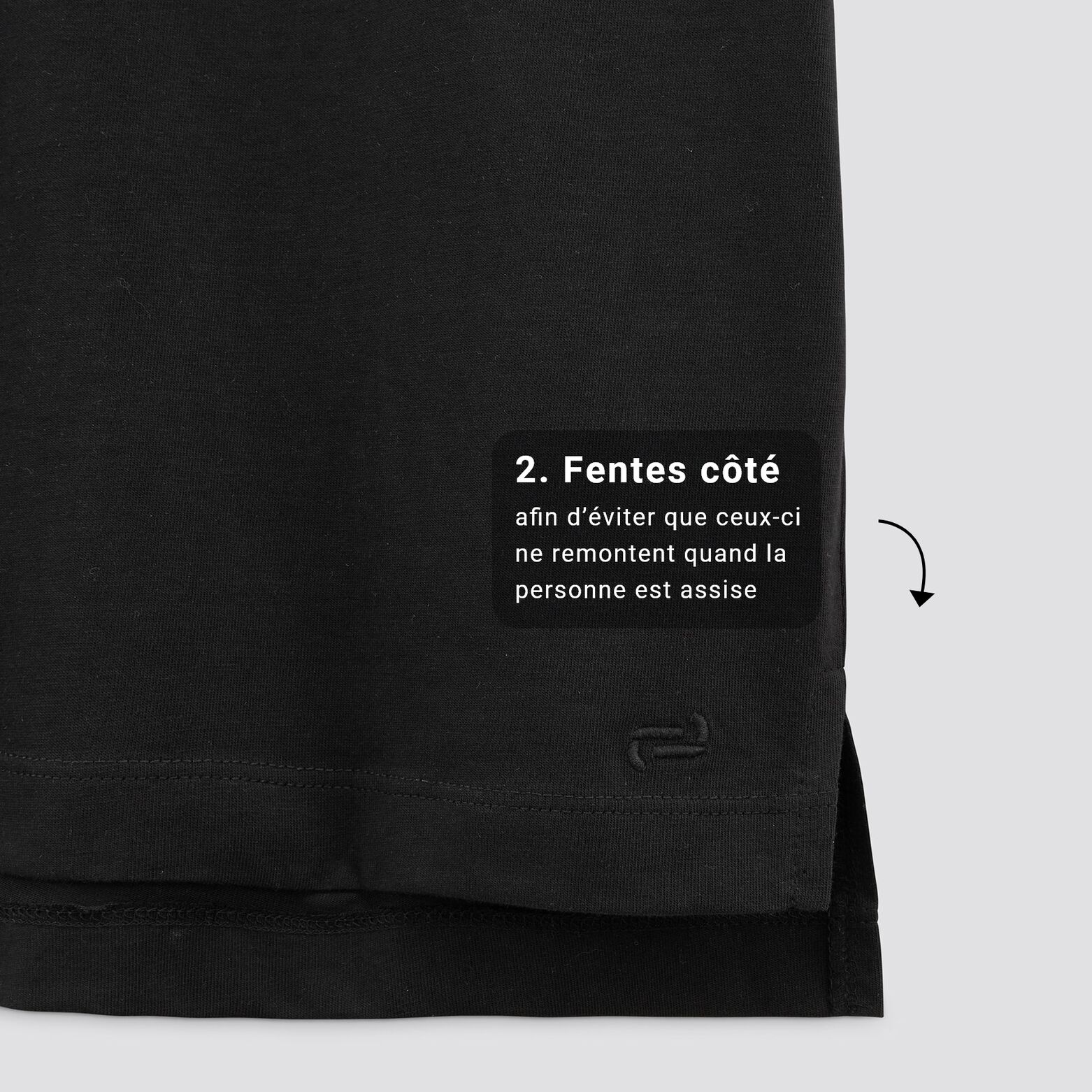 Tee shirt pour personne à mobilité réduite Noir