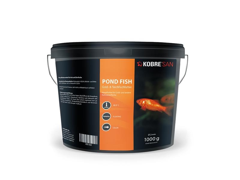 Kobre®San Fischfutter Pond Fish, 2 mm, 1 kg Hauptfutter für Gold- und andere Kaltwasserfische