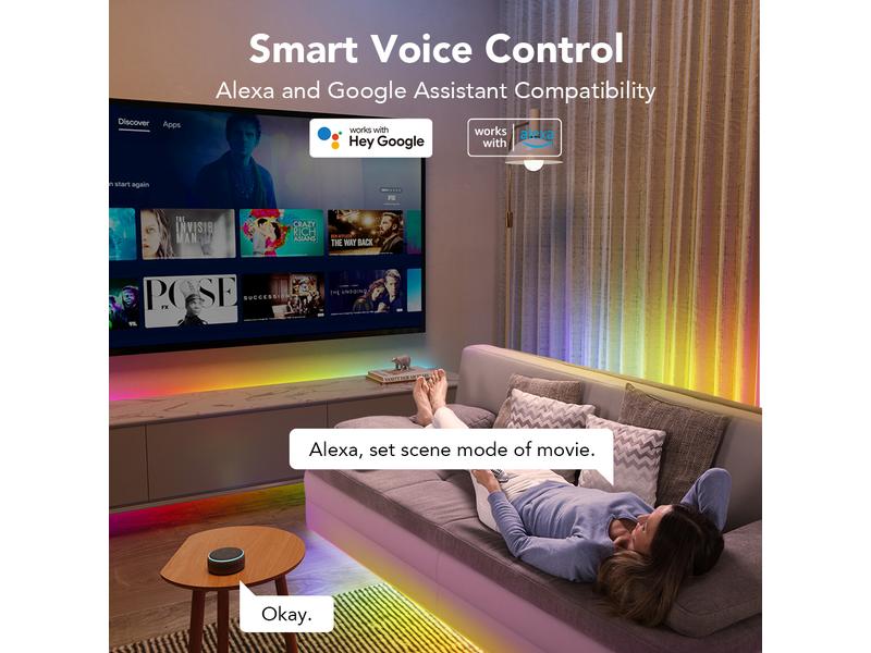 Govee LED Stripe Smart Wi-Fi   Bluetooth, 5 m, RGBIC LED-Leuchtstreifen mit Schutzbeschichtung