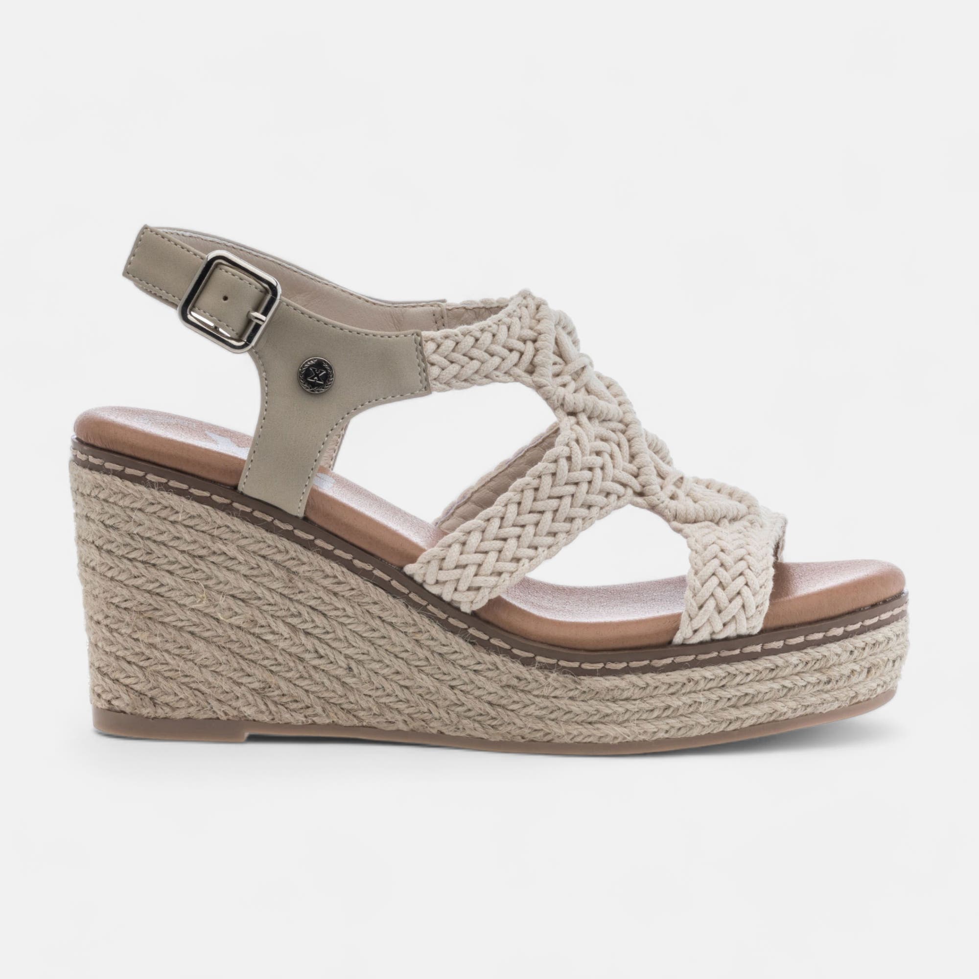 Espadrilles à talon compensé Femme beige
