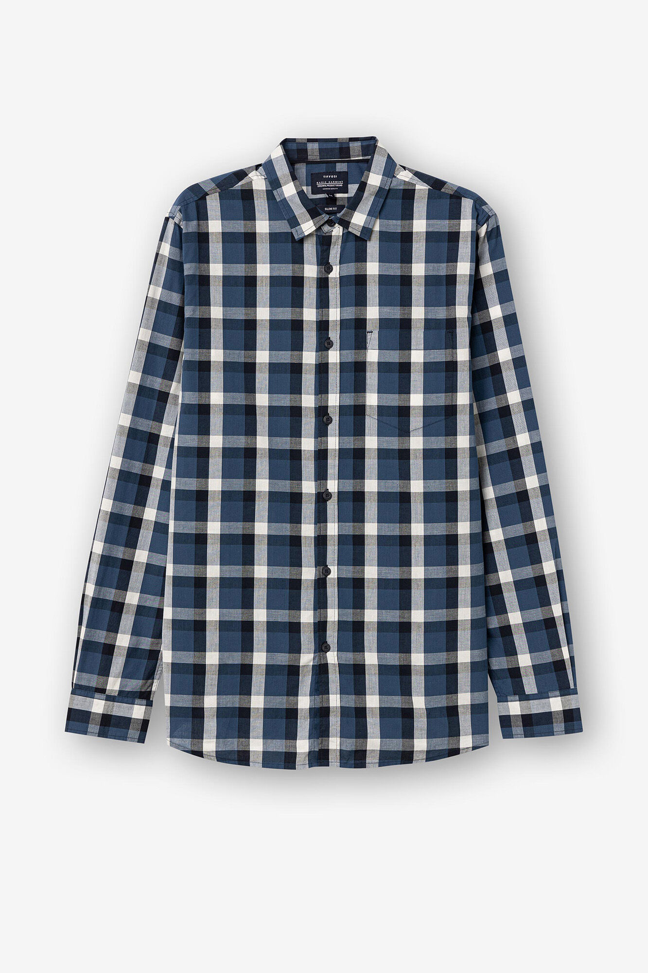 Camisa xadrez de popeline de corte justo