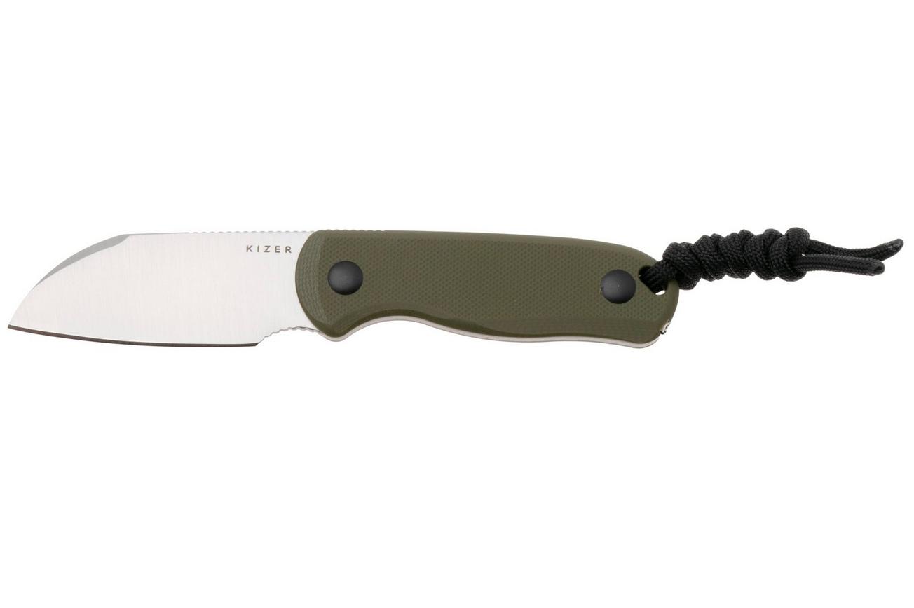Kizer Drop Bear 1093A1 Satin AEB-L, Olive Green G10, vaststaand mes