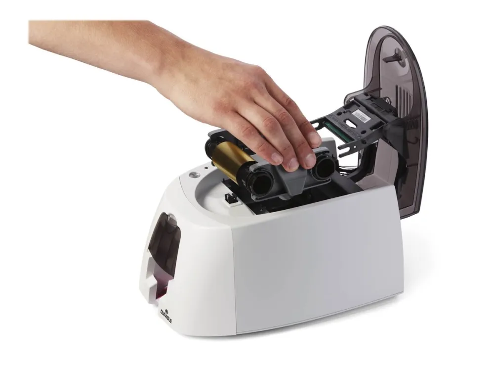 DURABLE DURACARD ID 300 - Plastikkortprinter - farve - blæksubliminering/termisk transfer - CR-80 Card (85.6 x 54 mm) - 260 x 300 dpi - op til 325 kort/time (mono) / op til 95 kort/time (farve) - kapacitet: 25 kort - USB 2.0