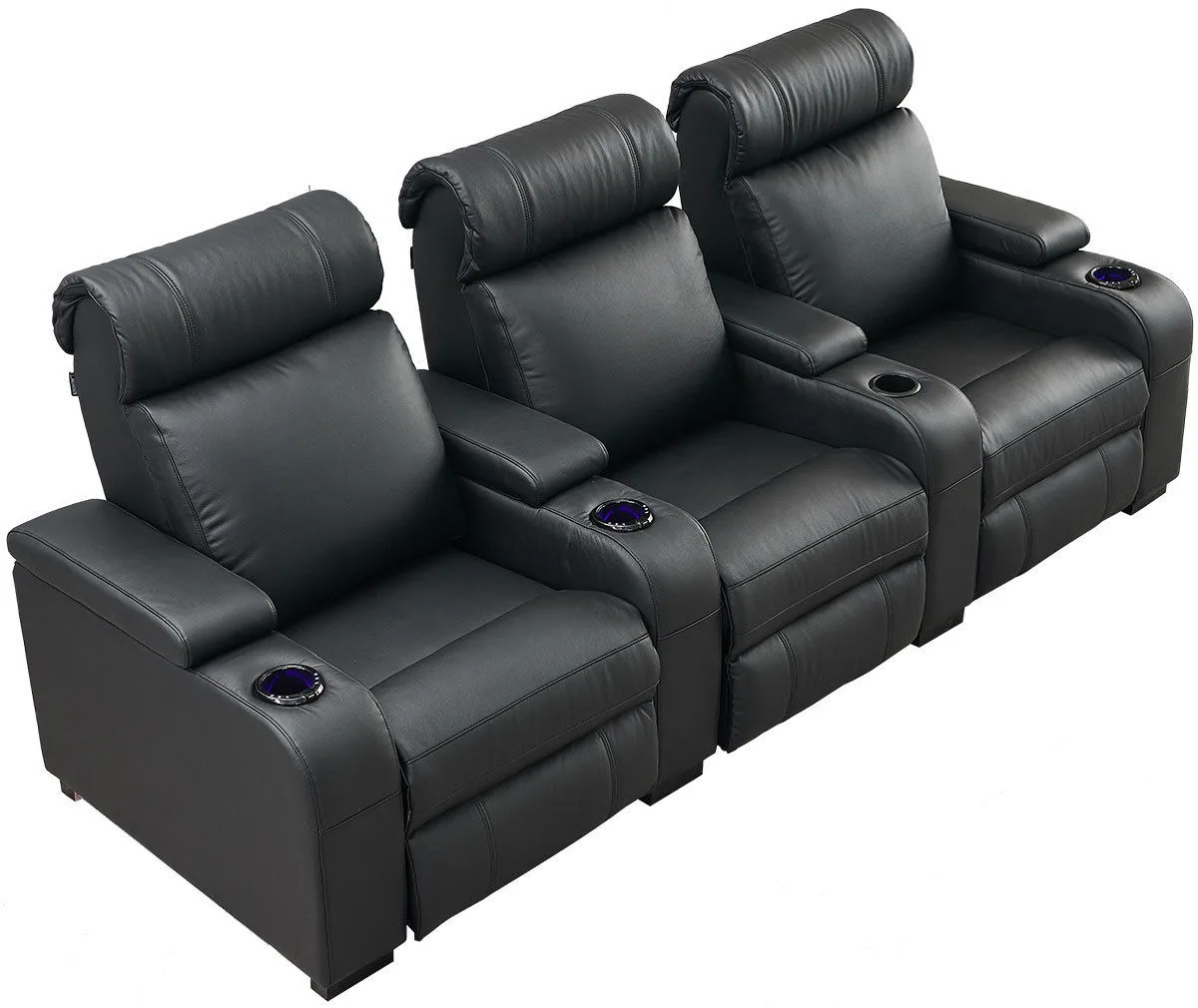 Lumene Hollywood Luxury III Noir (3 places, cuir synthétique) Fauteuils cinéma