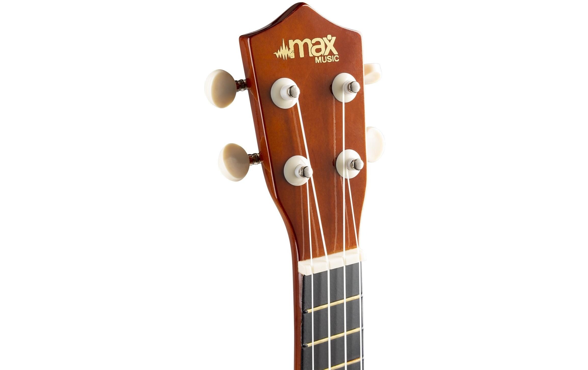 Ukulele UKEY Set Soprano Dunkel Natur 21 ZollSopranukulele mit Tasche und Zubehör