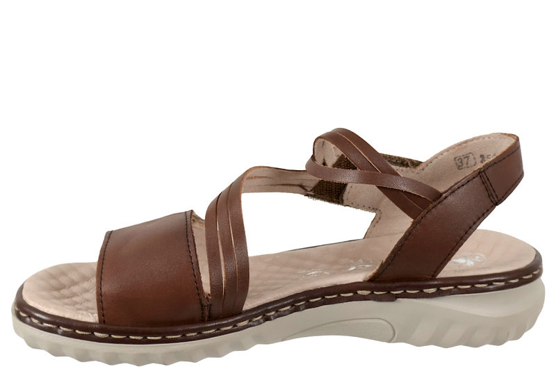 RIEKER SANDAL I BRUNT GLAT SKIND