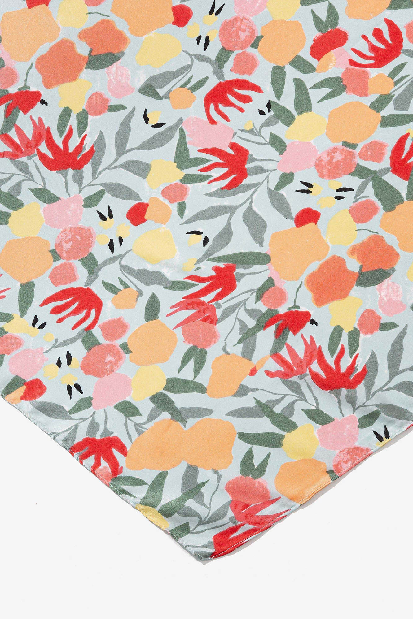 Lenço de cetim estampado - Verde