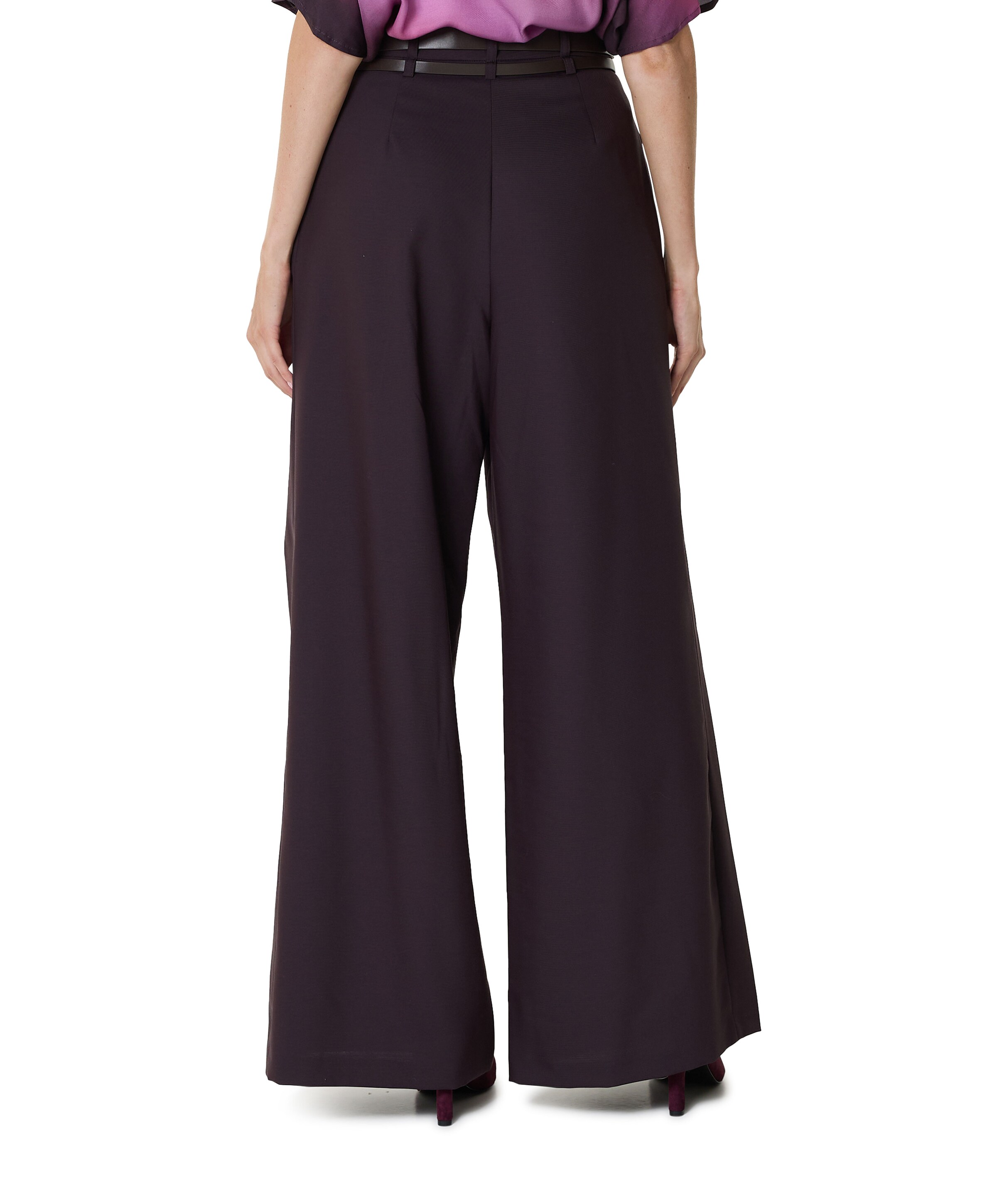 Caroline Biss wol mix-effen-plooi dames pantalon paars