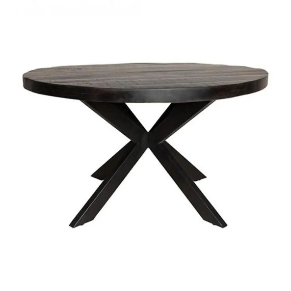 Furndea Eettafel Morada industrieel rond mango hout zwart 150x150x76cm