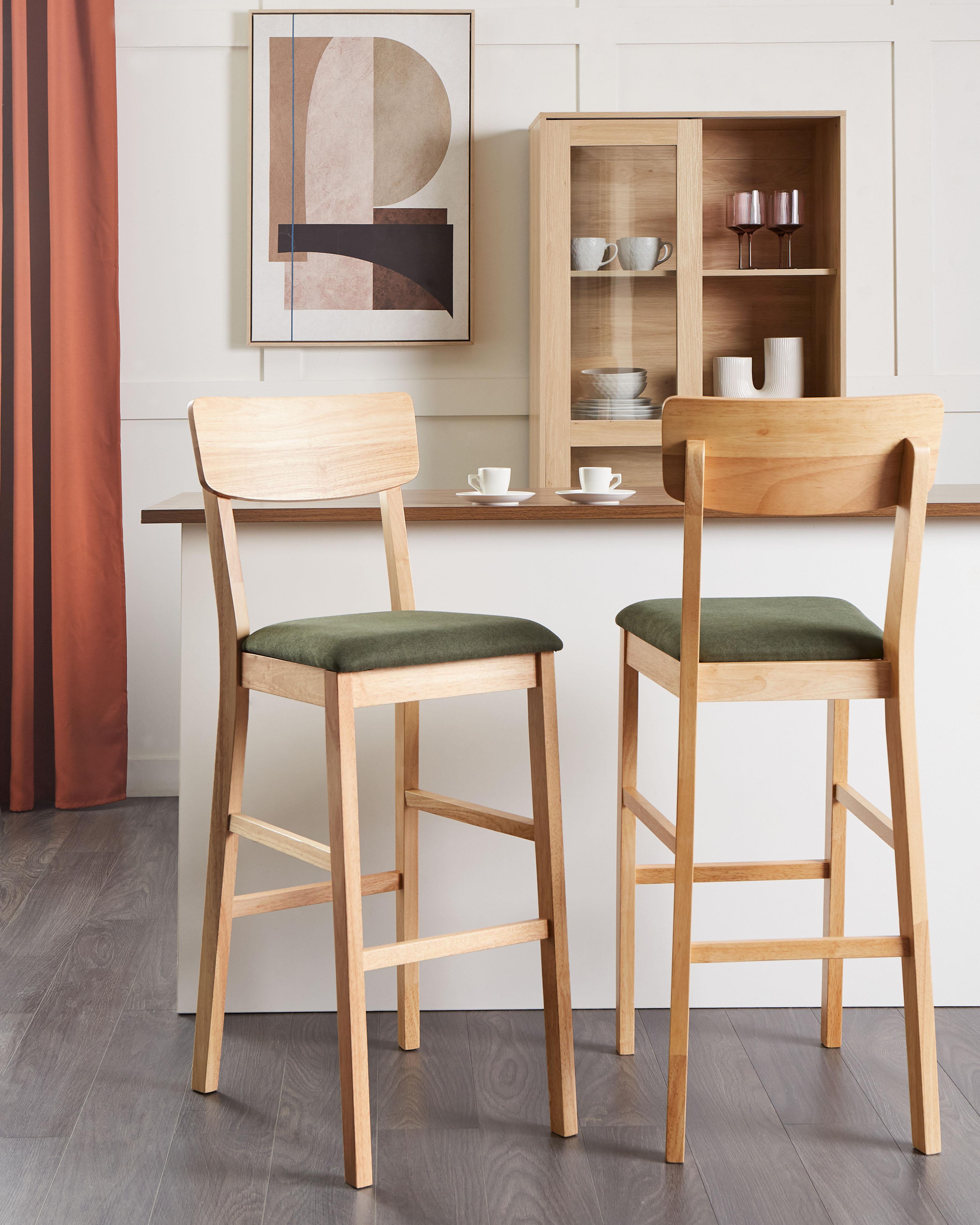 Set van 2 barstoelen AMBLER Lichtbruin/groen