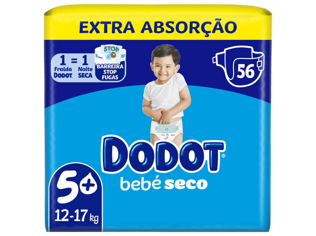 FRALDAS DODOT BEBÉ-SECO EXTRA T5  12-17KG 56 UN