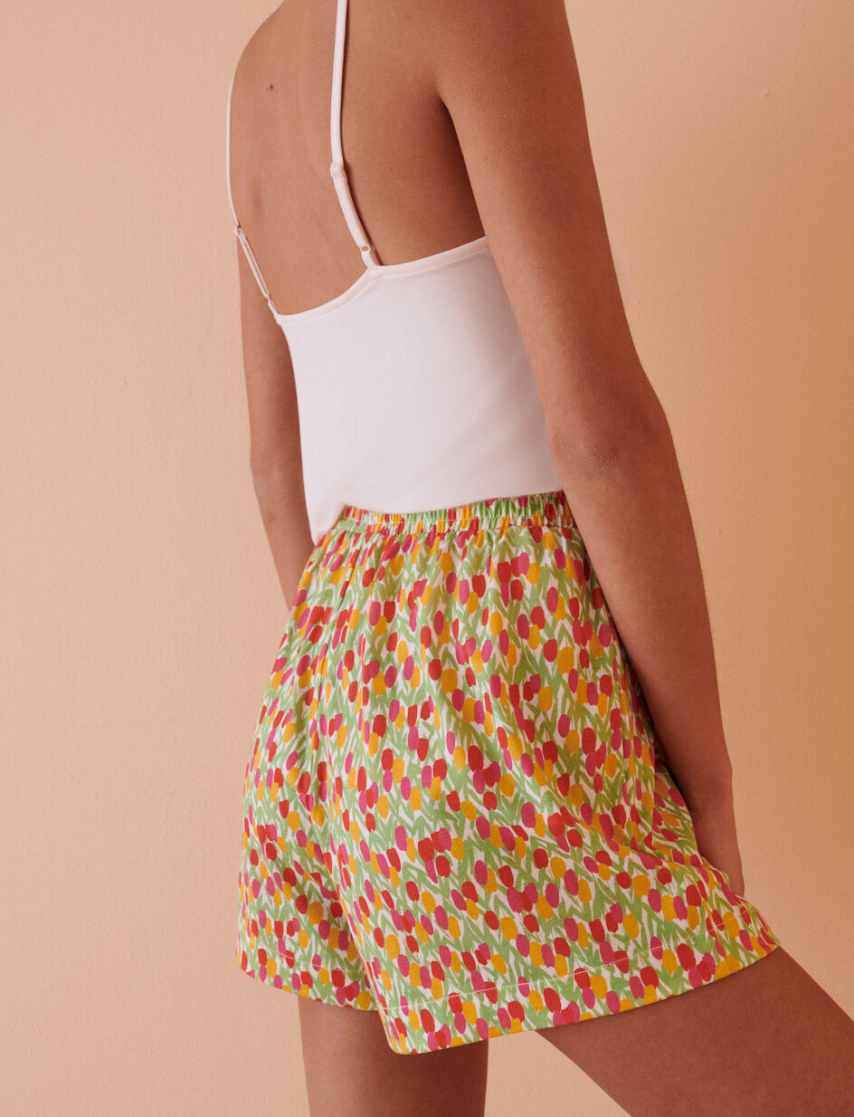 Short de pyjama - fleur tulipe vert menthol