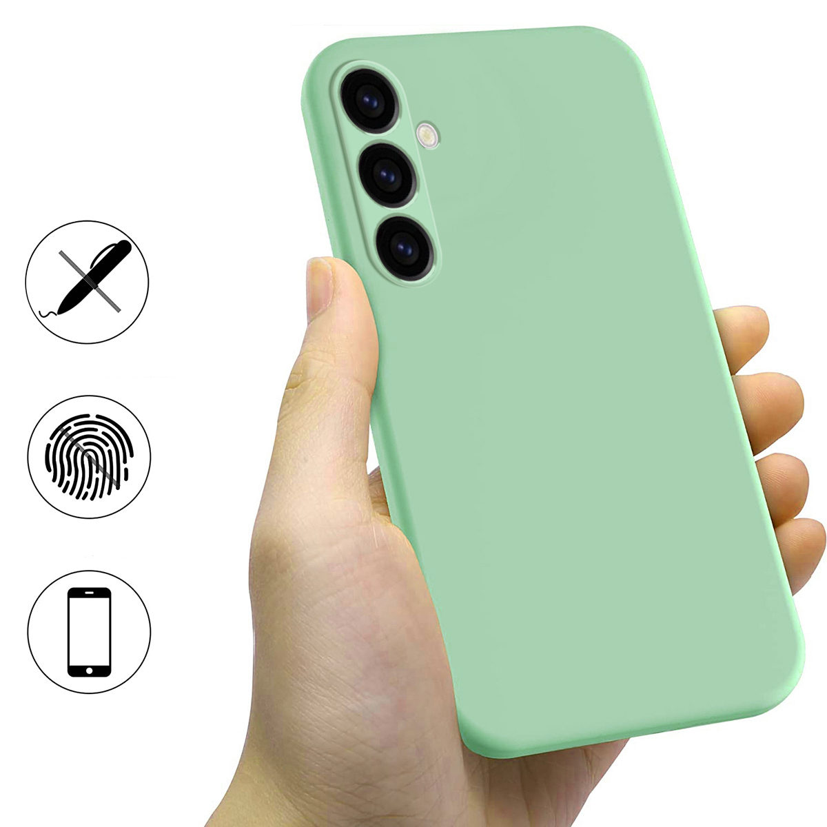 Samsung Galaxy S24 FE Silikon Case Hülle mit Kameraschutz   Handschlaufe - Türkis