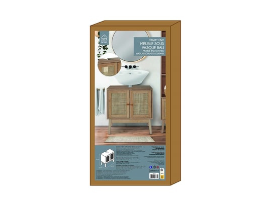 THE HOME DECO FACTORY - Etagère Meuble sous vasque 2 portes bali en cannage - marron