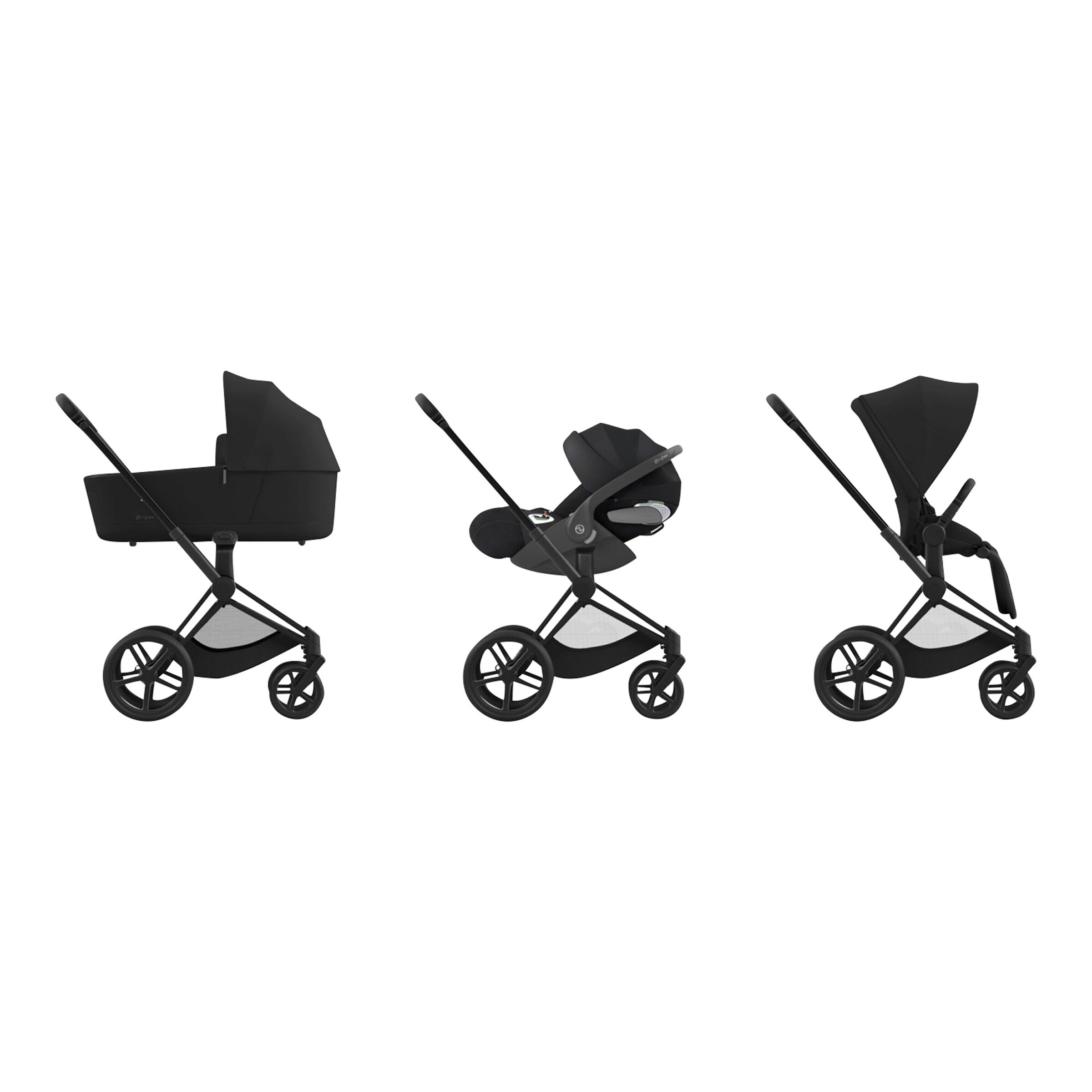 Cybex - PLATINUM Kombikinderwagen PRIAM Trio-Set inkl. Babyschale Cloud T i-Size matt black / sepia black