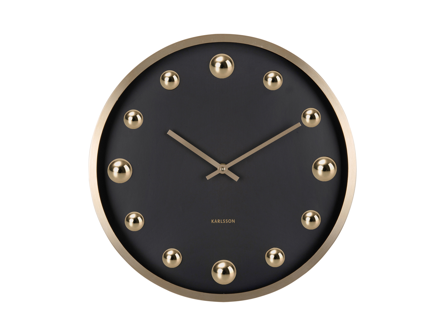 Wall clock Shiny Dots black w. gold