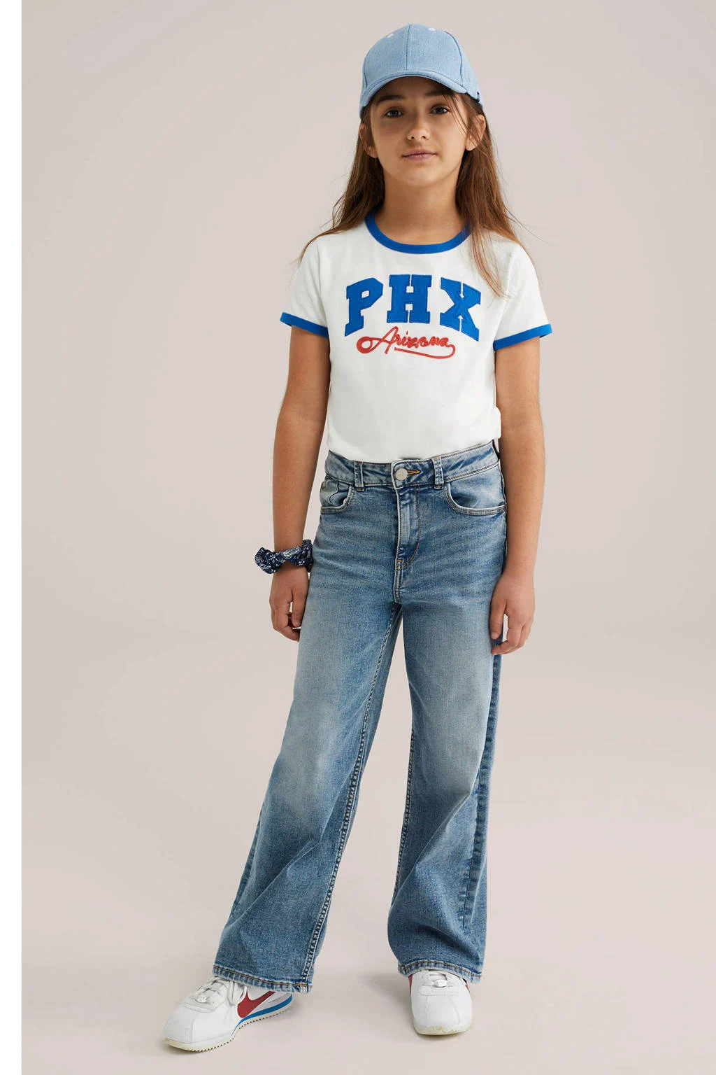 WE Fashion T-shirt wit/blauw