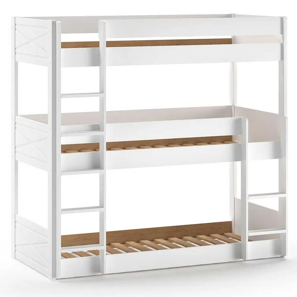Stapelbed voor 3 personen Scott - 207x105x200 cm - Wit