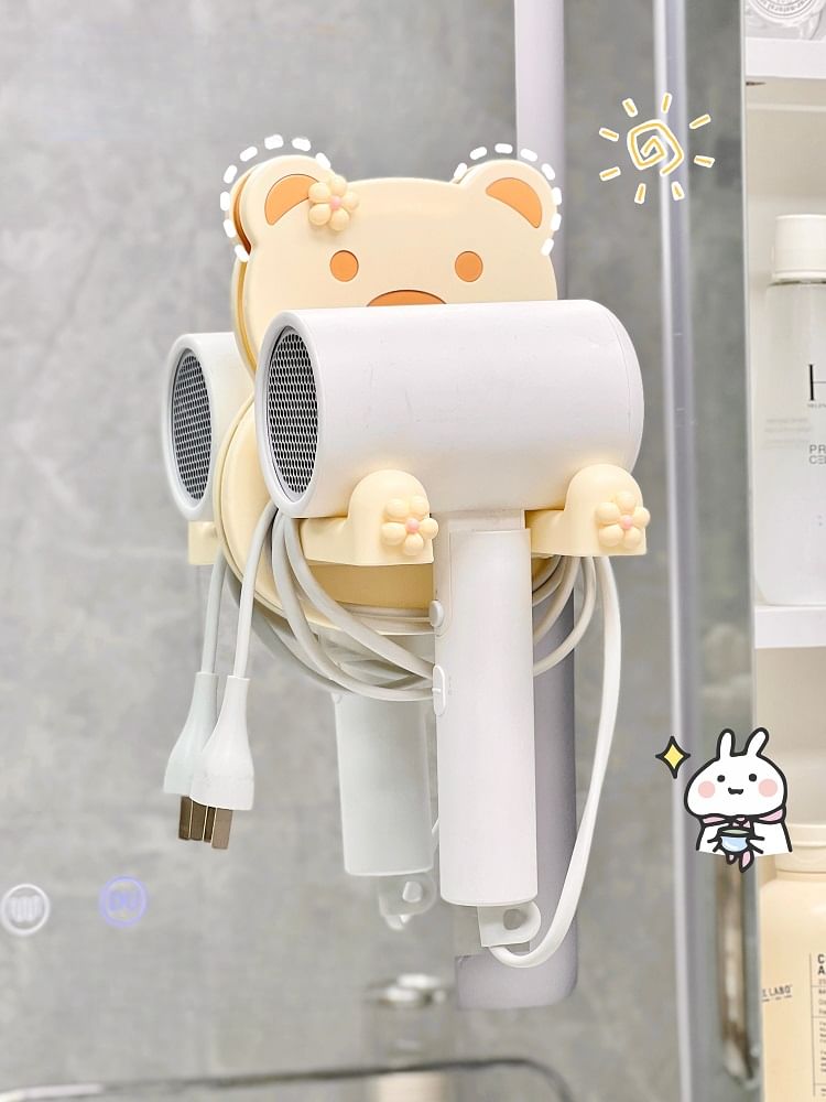 Yunikon - Bear Plastic Föhnhouder / Kleefpad / Set