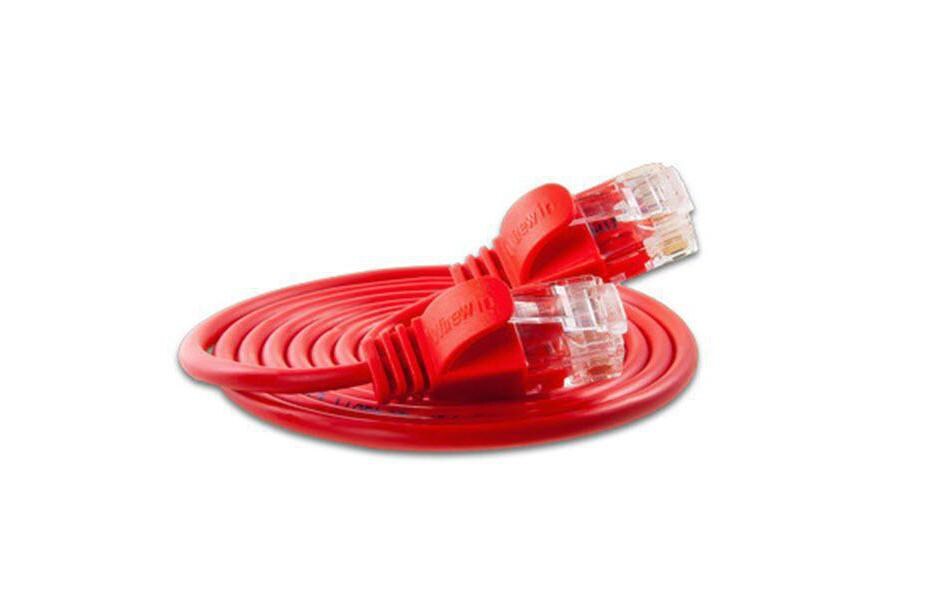 Slimpatchkabel RJ-45 - RJ-45, Cat 6, UTP, 0.5 m, RotLightpatchkabel rund, ungeschirmtes Twisted-Pair-Kabel (U/UTP) mit Klinkenschutz