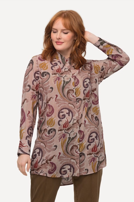 Bluse, Metallic-Fäden, Hemdkragen, Langarm