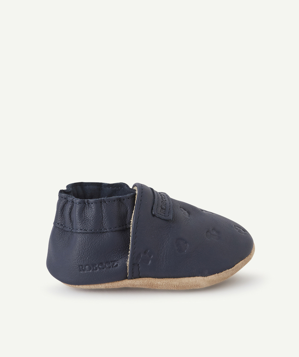 ROBEEZCHAUSSONS EN CUIR BLEU MARINE AVEC CHAMPIGNONS BÉBÉ