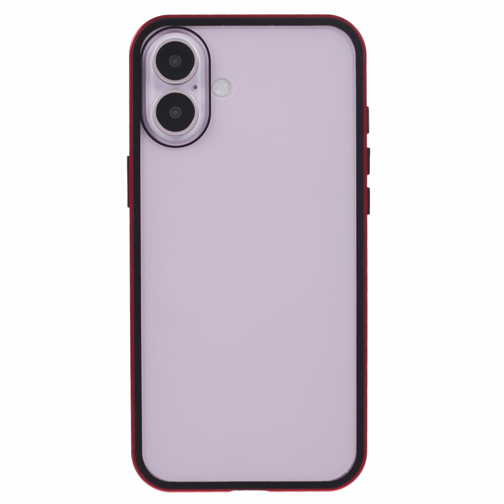 iPhone 16 Magnetische Alu Schutzhülle mit Panzer Glas Backcover   Displayschutz (Magnet-Technologie) - Rot