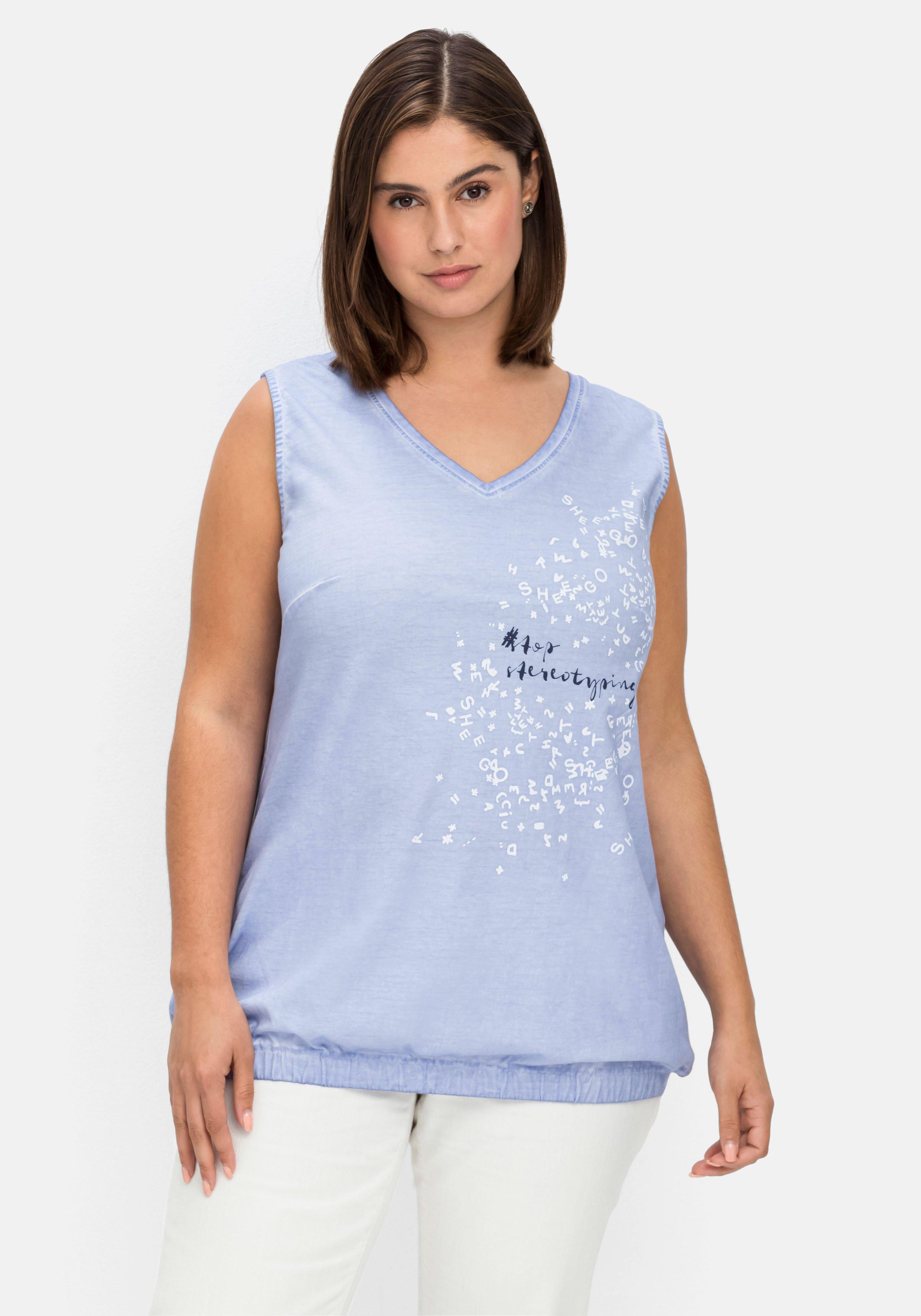 Top mit Frontdruck und Gummizugbund