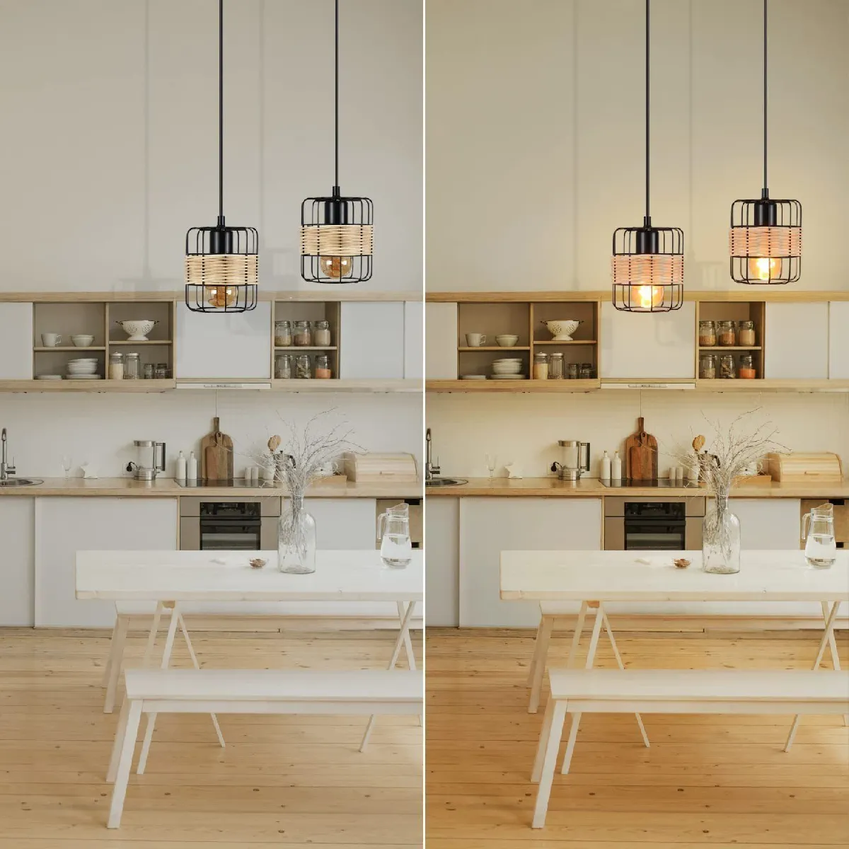 NETTLIFE Suspension Vintage Rotin Noir