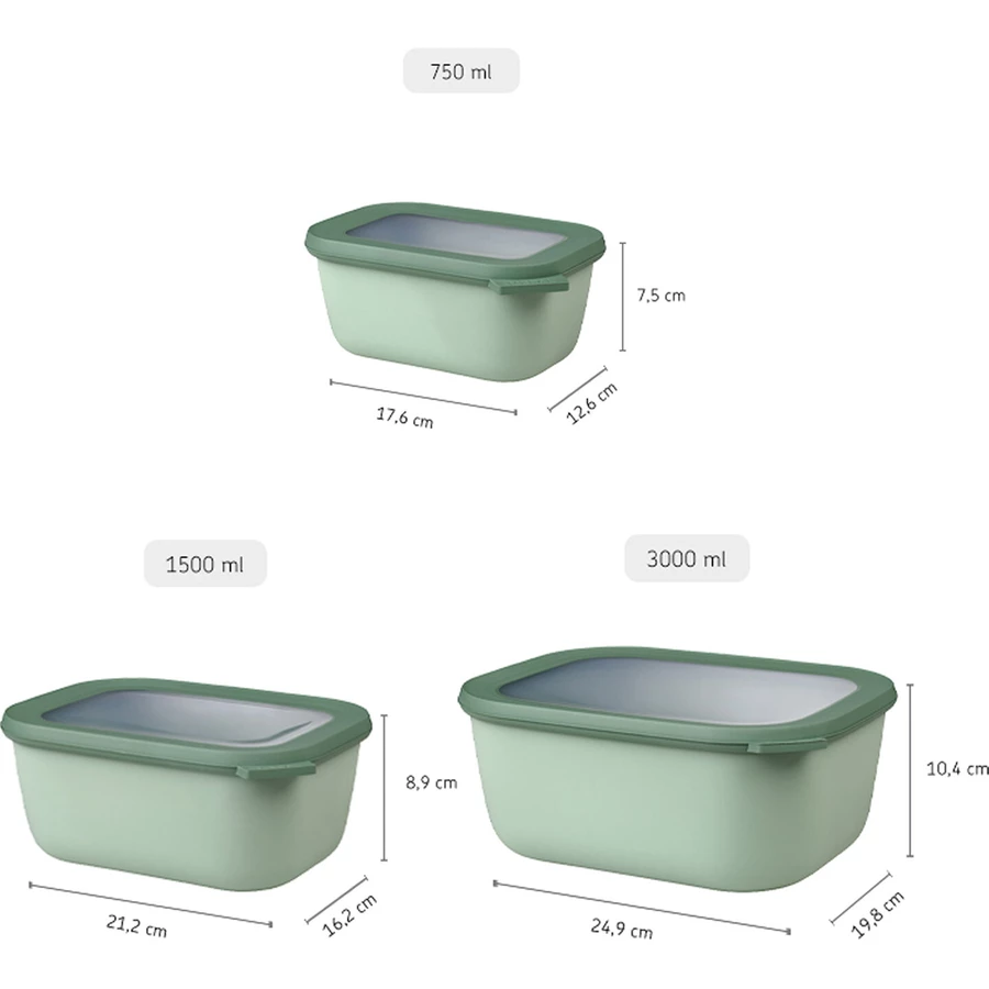 Mepal Multischüssel Cirqula 0,75l 1,5l 3l 3er Set hellblau