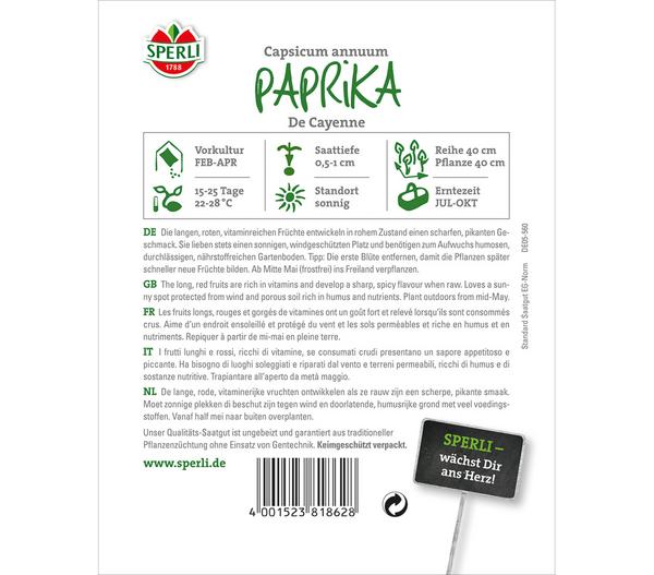 SPERLI Samen Paprika 'De Cayenne'