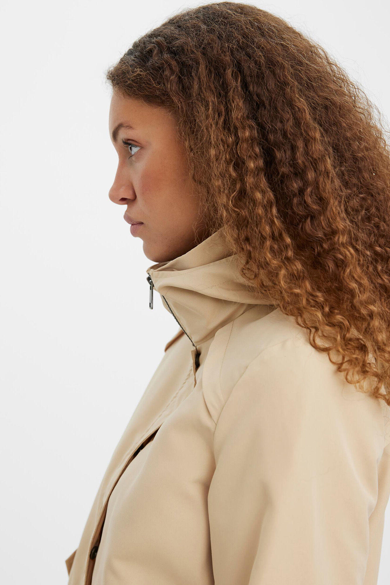 Parka curta com capuz - Marrom