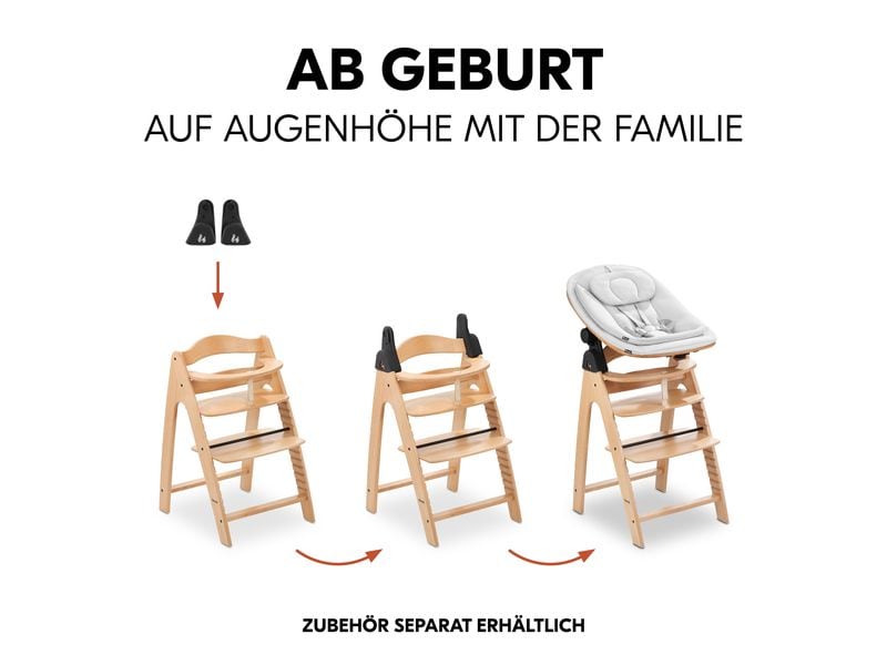 Hauck Hochstuhl Arketa N Play Beech Stilvolle Holzhochstuhl mit Play Tray im Set